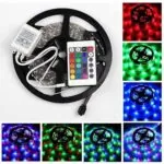Светодиодная LED лента RGB 3528 с пультом и блоком питания 5 м НА КЛЕЙКОЙ ОСНОВЕ