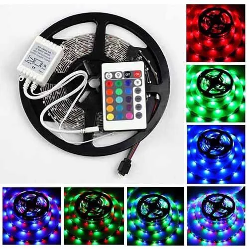 Светодиодная LED лента RGB 3528 с пультом и блоком питания 5 м