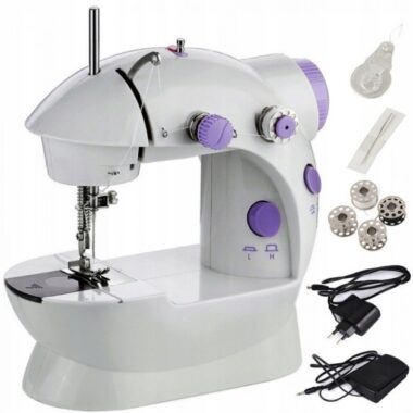Швейная машинка портативная Mini Sewing Machine FHSM 201 с адаптером фиолетовая - Новинка