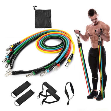 Набор трубчатых эспандеров для фитнеса и упражнений 11в1 Ares Active Resistance Bands Set