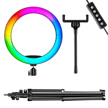Кільцева лампа RGB 26 см + Штатив для кільцевої лампи, камери 0.66-2 м